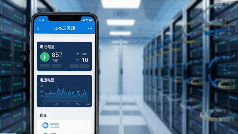 ����Ϊ�ֻ���ĻչʾUPS�ƹ���APP���棬����Ϊ�ִ����������Ļ��������ֲ��ñ�ƽ����ƣ��Ű����������Ƽ���ǿ��ϸ����ʾ��ص����ٷֱȺ͵�ѹ����ͼ�����ʸ��壬�ɾ��޶���Ԫ�أ�������ʾ