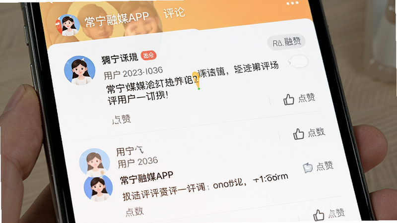 常宁融媒APP评论区界面,主体为用户评论列表,包含头像、昵称、评论内容和点赞数,布局清晰,排版有序,风格亲切友好,细节丰富,画质高,干净无多余元素