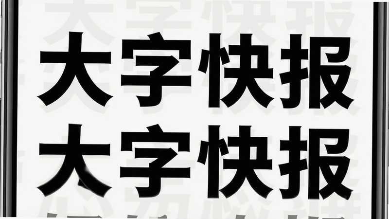 展示“大字快报”字体调节界面的示意图,主体为手机屏幕,布局显示巨大的黑色汉字,排版整齐,风格极简,细节展现字体加粗效果,画质高清,干净,无多余元素