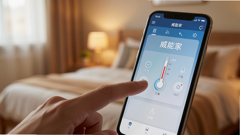 ��д��ͷ����ָ���ڻ����ֻ���Ļ�ϵ��¶ȼƻ��飬��Ļ��ʾ�����ܼҡ�App���棬�����黯��ʾ��ܰ�����һ�����������ͣ�ͻ�������������Զ�̿��ƹ��ܣ�����Ч�����ԣ�����������������Ԫ��