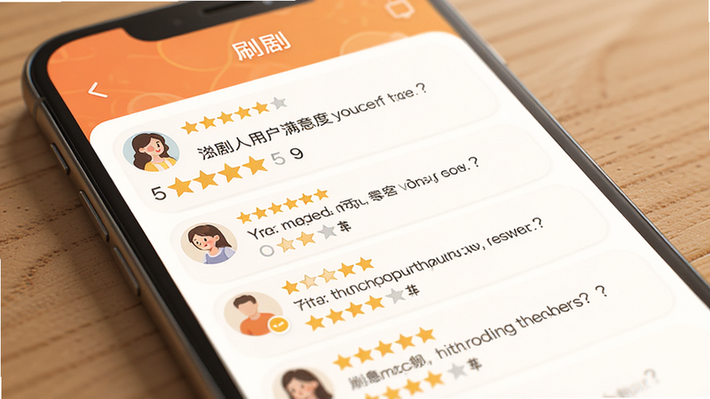 “刷剧”APP的用户评价界面,显示多条正面评论,星级评分为5星,背景简洁,突出用户满意度,色彩温馨,高清渲染,无杂乱广告