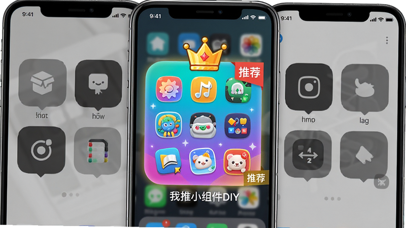 չʾ�����������APP�ĶԱ�����ͼ������Ϊ�ֻ���Ļ����Ļ�ϲ���չʾ������ͬAPP��С���Ч�����м�ͻ����ʾ������С���DIY������������лʹ�ͼ��͡��Ƽ�����ǩ����������APP������л�ɫ�˾���ʾ�Աȡ��м����ɫ�����ޣ�ϸ�ڷḻ��ͻ������Խ�ԡ����幹ͼƽ�⣬�Ӿ����㼯�У�������Ⱦ����ˮӡ��
