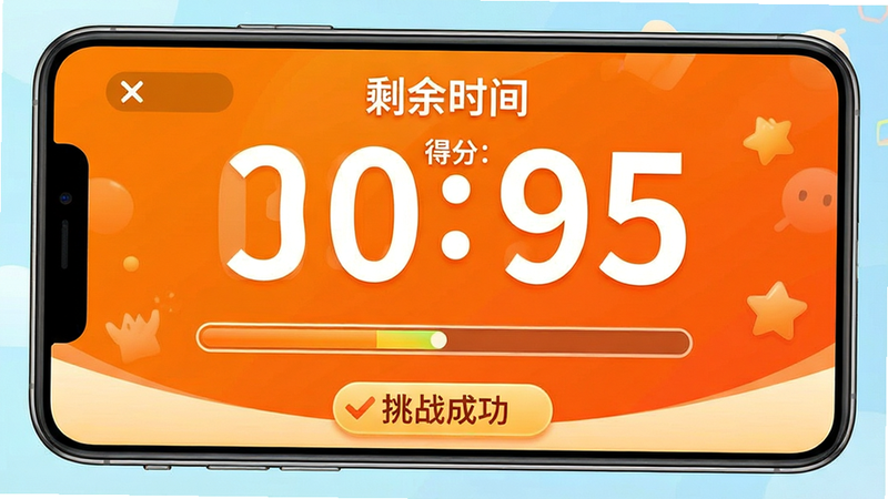 Сѧˢ�ⱦAPPÿ����ս����ʱ���棬��������Ϊ������ֵ���ʱ���Ű���жԳƣ����Ϊ������ɫ���䱳����ϸ����ʾ�������뵱ǰ�÷֣������������ɾ����������ݰ�����ʣ��ʱ�䡱�����÷�: 95��������ս�ɹ���