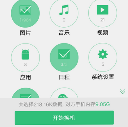 新旧手机一键换机 安卓版 迁移速度测试图