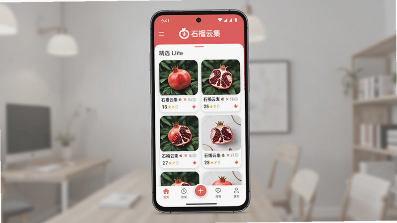 ����Ϊʯ���Ƽ�APP�İ�׿�ֻ�����չʾ�����ֲ��þ��п�Ƭʽ��ƣ�������ʾ��ʯ���Ƽ���Logo���в�Ϊ��ѡ��Ʒ�����б����ײ�Ϊ�����������Ϊ�ִ���Լ��ƽ��UI��ϸ�ڰ���������ͼ�����͵���ӰЧ�������ʸ���8K���ɾ��޶���Ԫ�أ����֡�ʯ���Ƽ���������