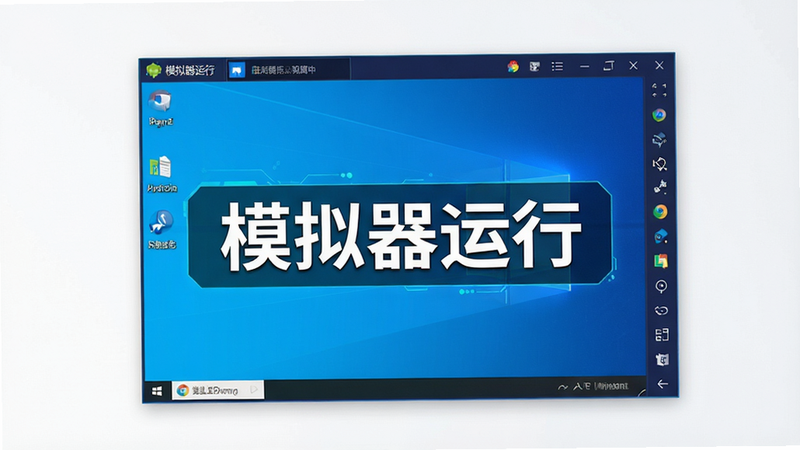 电脑模拟器运行界面,主体为Windows桌面中的安卓模拟器窗口,布局居中,排版简洁,风格为科技感,细节展示模拟器边框,高清画质,干净背景,文字“模拟器运行”作为标签