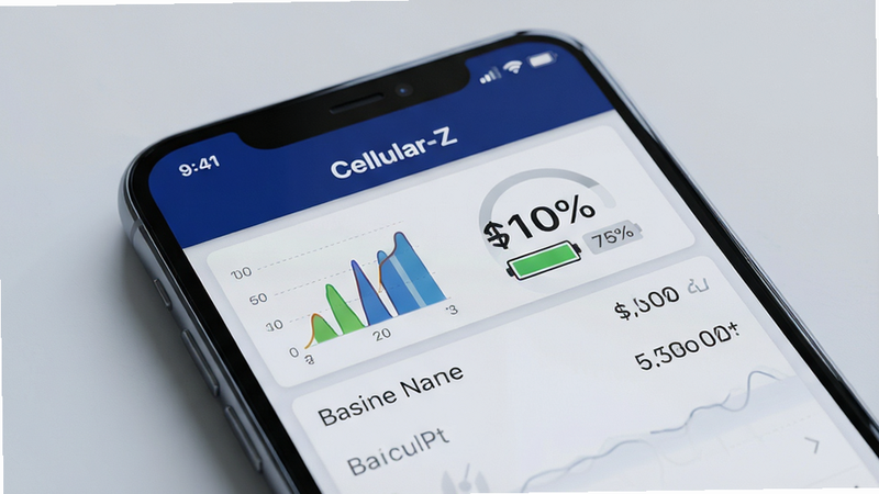 һ�Ÿ���������ֻ���Ļ��д����Ļ������ʾ�� Cellular-Z Ӧ�ó���������棬���������ִ�������������ɫ״̬�����м���������չʾ���ź�ǿ��ͼ������ص����ٷֱ��Լ���վ�����б�������Ϊ��͵�ǳ��ɫ����Ӱ��Ȼ��ͻ����Ļ���ݵ���������Ƽ��У��޶���Ԫ�أ�����ϸ�壬8k�ֱ���