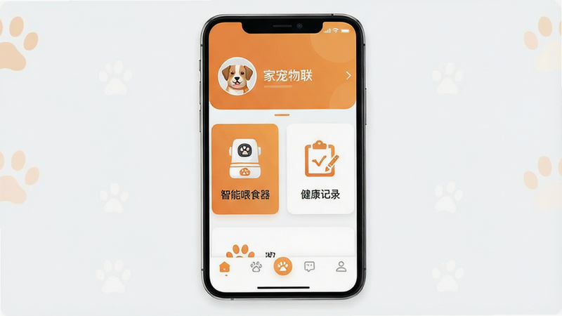 ����һ�Ÿ����ֻ�Ӧ�ý���ͼ������Ϊ���ҳ�������APP��ҳ�����ֲ��ÿ�Ƭʽ��ƣ�������ʾ����ͷ�������ƣ��в�չʾ������ιʳ�����롰������¼���������Ĺ�����ڣ��ײ�Ϊ�����������Ϊ�ִ������ƽ������ɫ��ů��ɫ���ɫΪ����ϸ�ڰ���������ͼ�������֡��ҳ�������������4K���ɾ��޶���Ԫ��