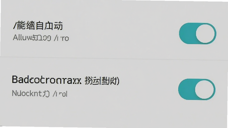 手机设置权限界面截图风格图,展示允许自启动和后台运行开关,界面简洁,安卓风格,清晰展示开关状态,无其他干扰元素,高清