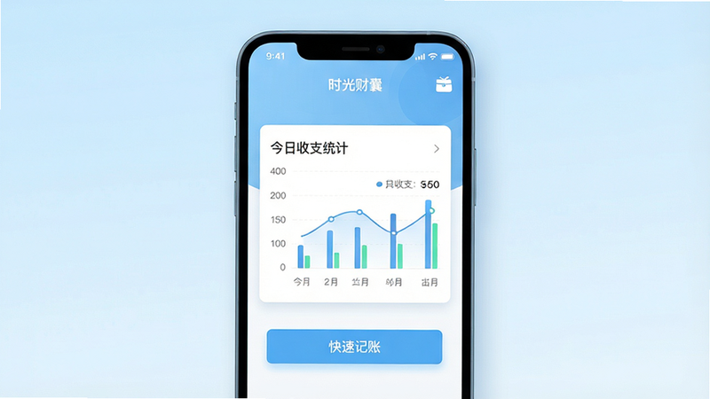 һ��չʾ�ֻ�����ı�ƽ�����ͼ�������ǡ�ʱ����ҡ�APP����ҳ���棬����Ϊ�ɾ���ǳ��ɫ���䣬������������ʾ��������֧ͳ�ơ�ͼ���͡����ټ��ˡ���ť�����־��У��Ű����࣬����ִ���Լ��ϸ�ڴ�����͵���ӰЧ�������ʸ��壬�ɾ��޶���Ԫ��