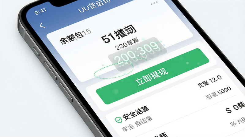 �ֻ���Ļ��д����ʾUU����˾���˵�Ǯ��ҳ�棬����Ϊ�Ϸ������ʾ�����·���ˮ�б������Ű����࣬���Ϊ��������磬ϸ�ڰ�����ɫ