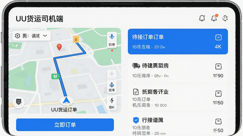 һ�Ÿ������ֲ廭������ΪUU����˾����APP���棬����Ϊ�����ʾʵʱ��ͼ����·�ߣ��Ҳ��б�չʾ���Ӷ�����Ƭ���Ű��������򣬷��Ϊ�ִ���ƽ���Ƽ��磬ϸ�ڰ�����ɫ��ɫ����ť�Ͱ�ɫ����������4k���ɾ����޶���Ԫ�أ����ֱ�ǩ��ʾ