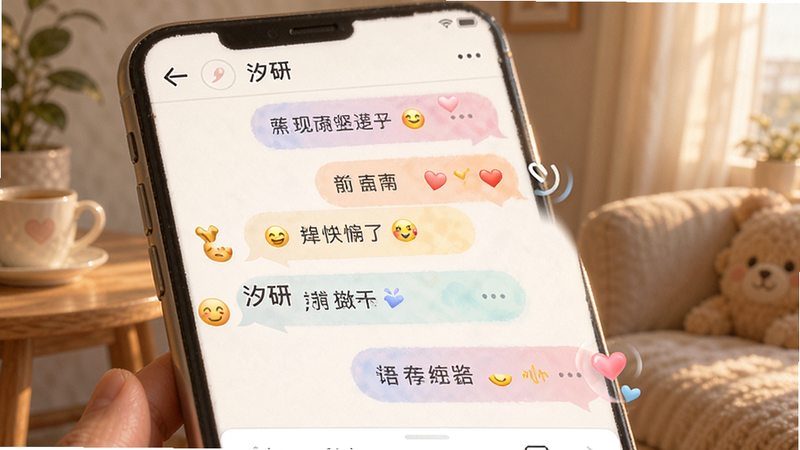 主体为“汐研”APP的情感对话界面,布局展示多轮对话流,气泡背景带有细微的情感色彩变化,风格温馨治愈,细节包含表情符号和动态反馈效果,画质高清,干净无多余元素