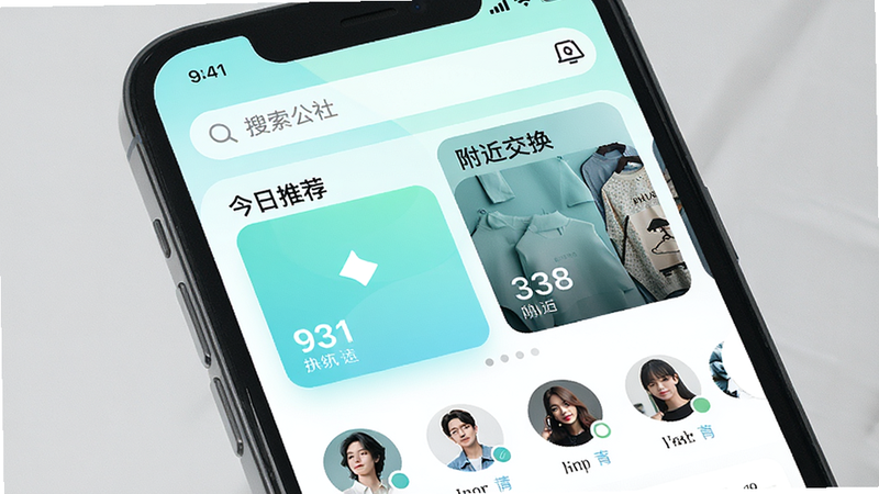 һ�Ÿ����ֻ���Ļչʾ���棬����Ϊ���⹫��APP��ҳ���������࣬���������������м��ǡ������Ƽ����͡�����������������Ƭ���·����û�ͷ���б�������ִ���Լ��ɫ�����£�ϸ�����������ʸ��壬�ɾ����޶���Ԫ��
