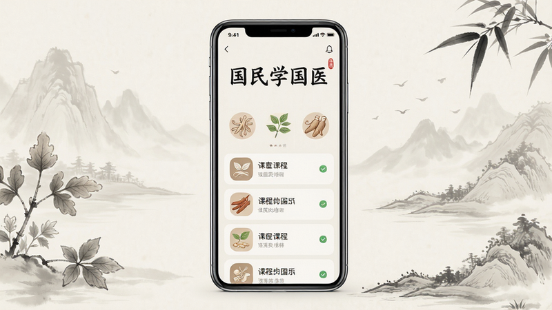 ����Ϊһ�������ֻ�����Ļ������ʾ������ѧ��ҽ��APP���棬����Ϊ���ŵ���ҽˮī��񣬲����������Ű湤��������Լ�ִ���ϸ�ڰ�����ҽ��ҩͼ����γ��б������ʸ��壬�ɾ����޶���Ԫ��