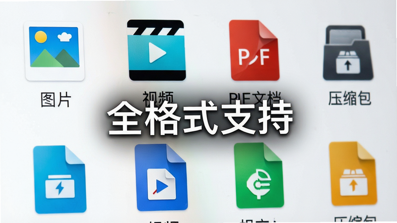 软件界面特写,展示多种文件图标混合排列,包括