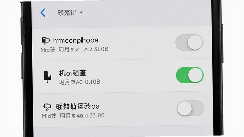 主体为手机设置界面,显示权限管理页面,高亮显示麦克风权限开关,背景为浅灰色,布局垂直列表,排版清晰,风格为系统UI截图,细节包含开关按钮状态,画质高清,干净,无多余元素