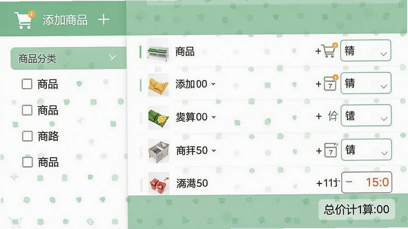 ����Ϊ�����嵥�༭���棬�������Ϊ��Ʒ���࣬�Ҳ�Ϊ������Ʒ�б�������������Ű���պ��������Ϊ���¹���磬ϸ�ڰ������ﳵͼ��ͼ۸������ʾ�����ʸ��壬������ʾ