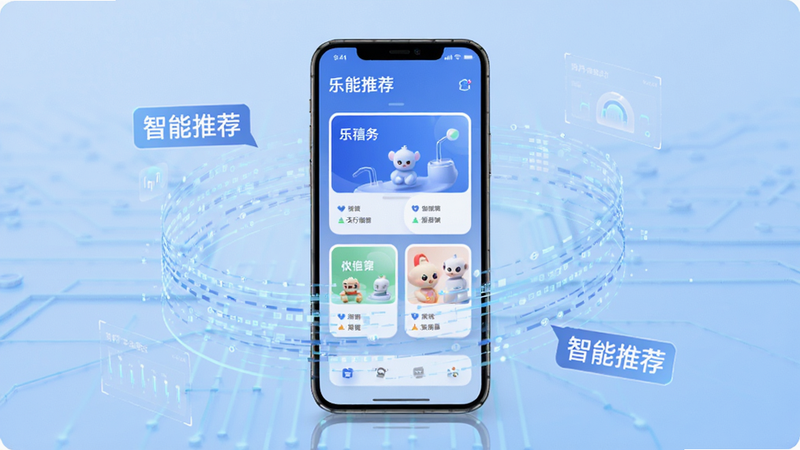 �������������Ƽ�����ʾ��ͼ������������һ���ֻ���Ļ����Ļ����ʾ�Ÿ��Ի��ķ���Ƭ����Χ���������������������������㷨������Ϊ����ɫ�Ƽ��磬���ֱ�ǩ������ʾ
