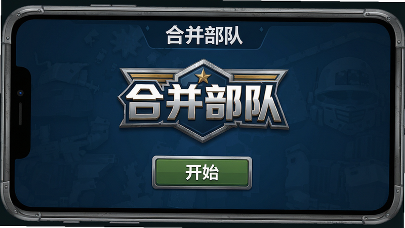 ����Ϊ�ֻ���Ļ���棬��ʾ���ϲ����ӡ���Ϸ���˵�������Ϊ����ɫ���·����������Ŀ����ϷLogo�Ϳ�ʼ��ť�����־��жԳƣ���ƽ����Ʒ��ϸ�ڴ��н����ʸб߿򣬻��ʸ��壬�ɾ����޶���Ԫ��