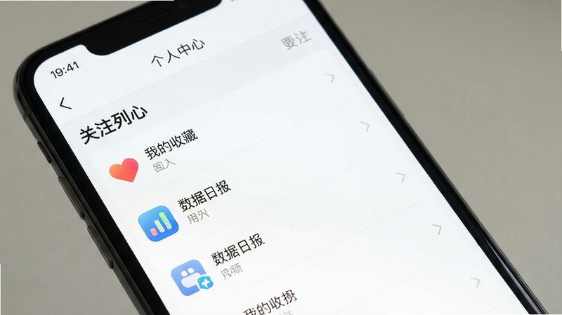 ����Ϊ�ֻ�APP��������ҳ�棬����Ϊ�б�ʽ��ע�б����Ű������׶������Ϊ���°�ɫ������ϸ�ڰ������ҵ��ղء����������ձ���ͼ�꣬���ʴ�����������Ԫ��