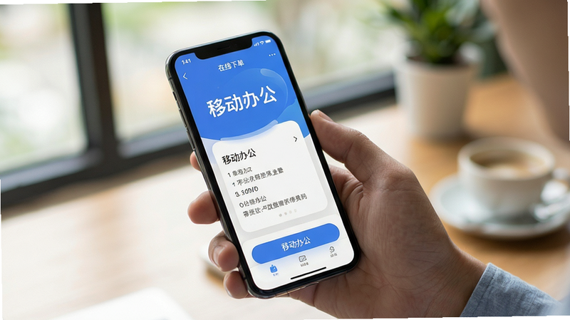 展示未一在线下单APP在手机上的运行效果,主体为手持手机场景,布局自然,风格生活化,细节真实,画质高清,干净,文字包含