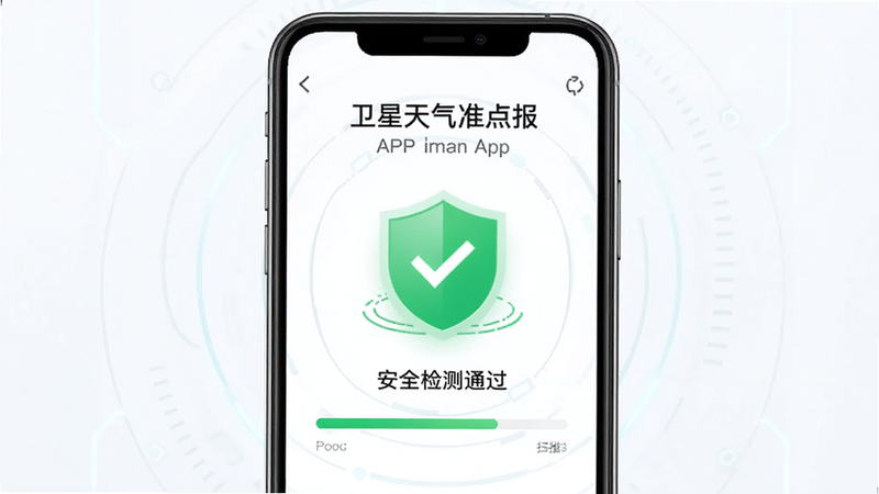 ����Ϊ�ֻ���ȫɨ����棬��ʾ����������׼�㱨��APP�İ�ȫ���ͨ����־����ɫ����ͼ�꣬����Ϊ���ĶԳƣ��Ű��࣬���Ϊ�Ƽ���ȫ���ϸ�ڰ���ɨ������������ʸߣ��ɾ����޶���Ԫ��