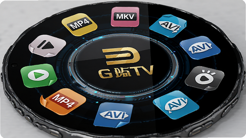 �ֻ���Ļ����ʾ������Ƶ��ʽͼ�꣬��MP4��MKV��AVI������������TV Logo������Ϊ��ʽ������չʾ�����ֻ������У����Ƽ��У�ϸ�ڷḻ�����ʸ��壬�ɾ����޶���Ԫ��