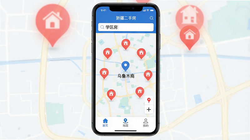 չʾ���½����ַ���APP�ֻ��������棬��Ļ������ʾ��ͼ�ҷ�ģʽ����λͼ��λ����³ľ�������ģ���Χ�ֲ��Ŷ����ɫ��Դ���ݱ�ǣ��������������롰ѧ���������ײ���������������ҳ������ͼ�����ҵġ���������Ʒ���ִ���Լ��������ɫ������UI���ͼ���޶���ˮӡ