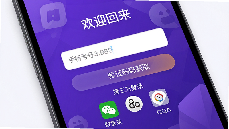 ����Ϊ���δ�ԪAPP�ĵ�¼���棬��ʾ�ֻ������������֤���ȡ��ť���·��С���������¼��ͼ�꣨΢�š�QQ��������ΪƷ�Ʊ�־����ɫ��������ִ������ʸ��壬�ɾ����޶���Ԫ�أ���������