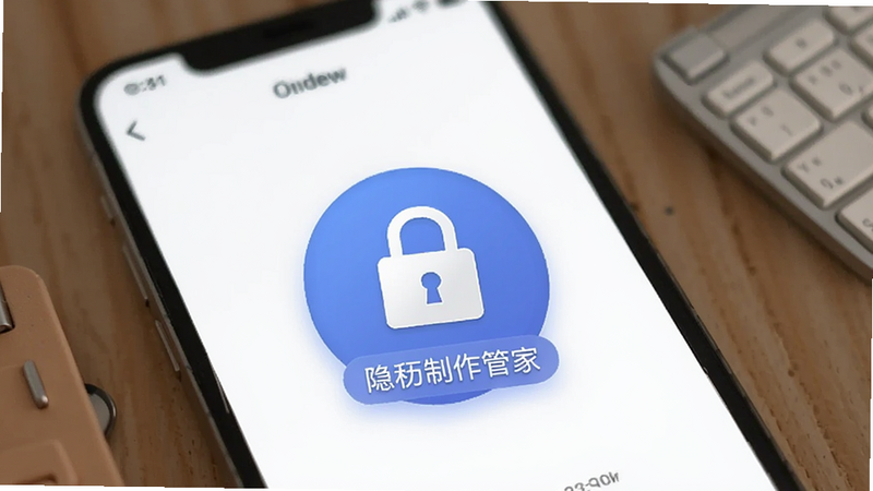 简历制作管家 隐私保护标识,锁形图标,手机界面,简洁风格
