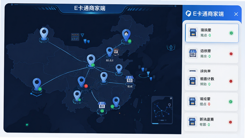 Boogu-Image prompt: An illustration of a network map with multiple store locations marked. The app interface