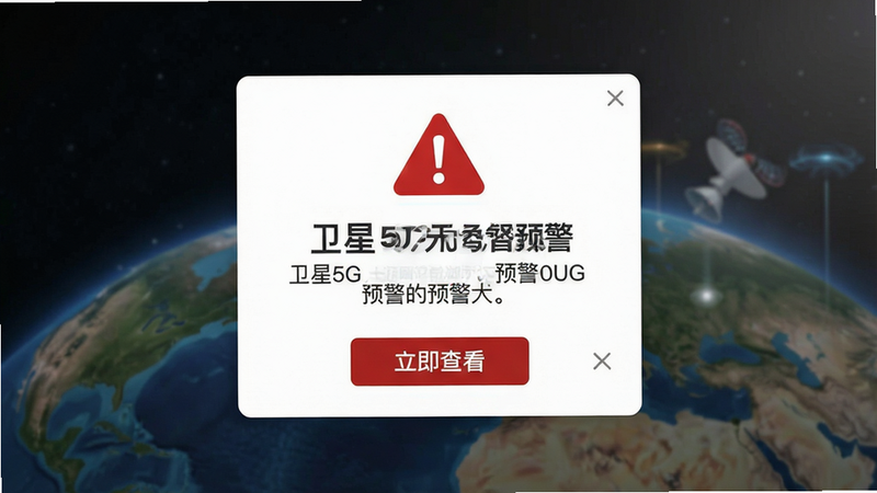 卫星5G天气报预警弹窗设计,主体为红色警示图标与文字说明,布局居中突出,排版醒目,风格严肃专业,细节包含“立即查看”按钮与关闭选项,画质高清干净无多余元素