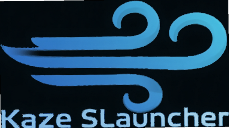 Kaze SLauncher logo design, wind motif, abstract shape, minimalist, blue gradient, clean vector art