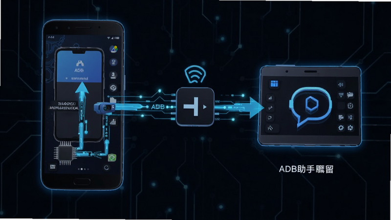 ADB���ֹ��ܸ���ͼ��չʾ�ֻ��ڲ����������ⲿ����̨�Ľ������Ƽ������������