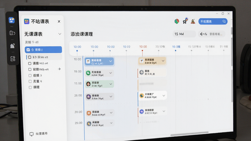 不咕课表 无课表课程管理界面,灵活添加课程,时间轴清晰,简洁UI,现代风格,细节丰富,干净无多余元素