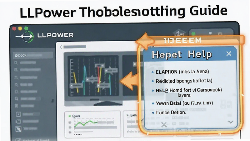 LLPower troubleshooting guide illustration, user interface with help section highlighted