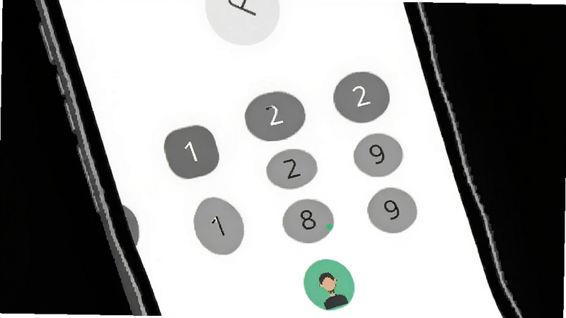 Phone app interface, clean minimalist design, white background, large dial pad, modern smartphone screen, high resolution, flat design, no extra elements
