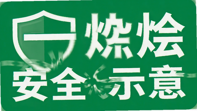 一锅烩安全标识示意,盾牌图标,绿色背景,简洁设计,无多余元素,高清