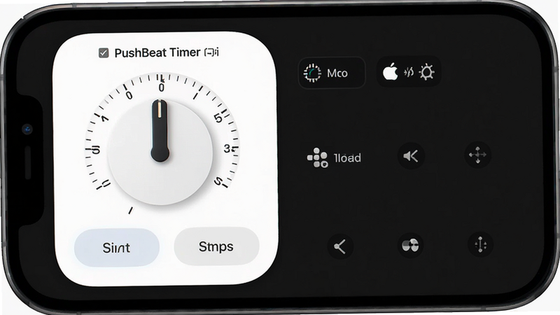 PushBeat Timer clean UI, no ads, simple buttons, white background, minimalist icon set, focus on timer dial, professional app store screenshot style