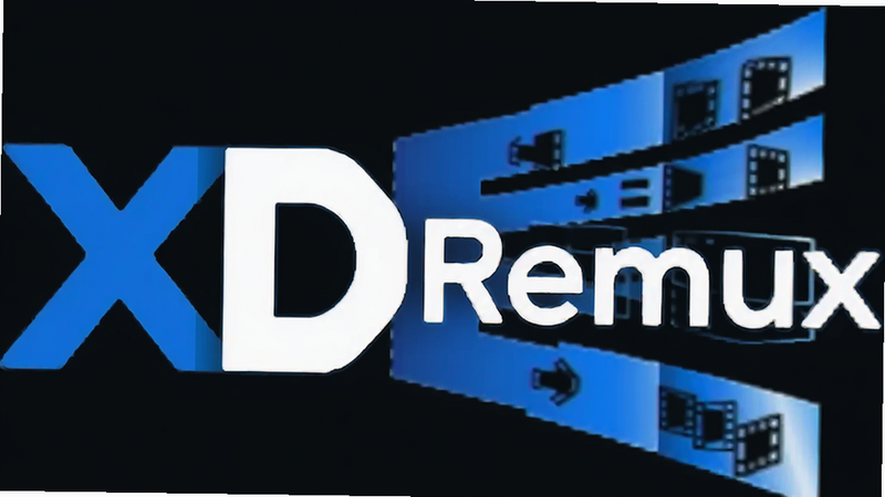 XDRemux logo concept, abstract geometric shapes representing video streams, blue and white color scheme, vector style, clean background
