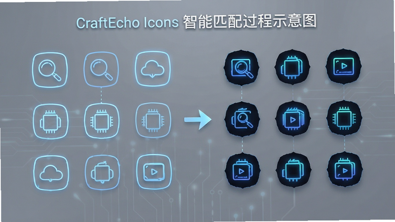 CraftEcho Icons����ƥ�����ʾ��ͼ����ʾͼ�����������»��Ƴ�ͳһ��񣬱���Ϊ��͵Ļ�ɫ���Ƽ���ǿ�������ȸ�