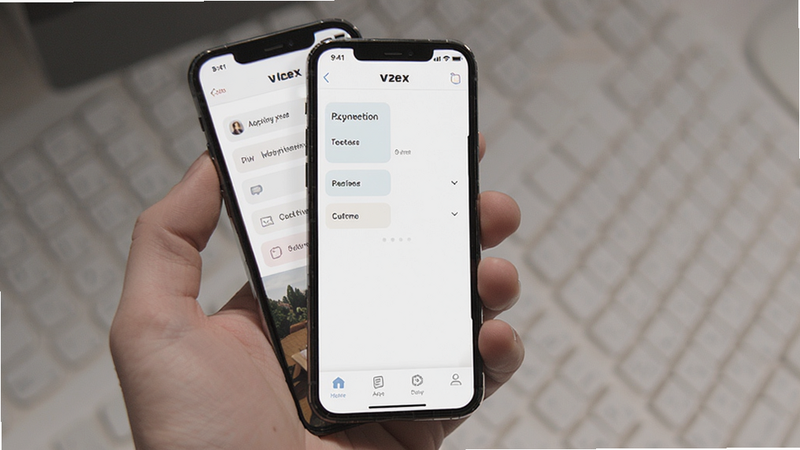 V2EX mobile app UI, minimalist white interface, clean typography, simple navigation bar, soft colors, flat design, high resolution, realistic