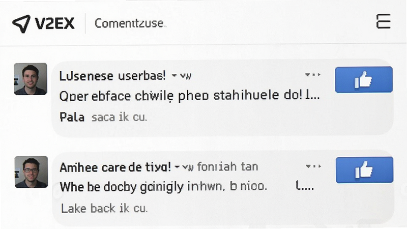 V2EX comment section, user replies, like buttons, clean layout, white background, realistic app screenshot, high detail