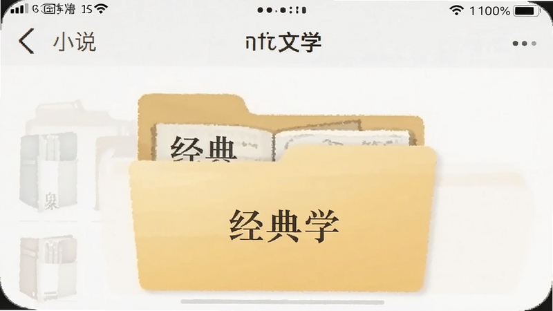 “小说”APP中打开一个名为“经典文学”的文件夹界面