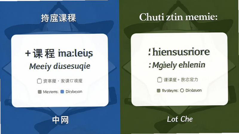 双语界面对比图,左侧中文右侧英文,主体为同一课程卡片的不同语言显示,布局对称,风格简洁,细节包括字体差异,画质清晰干净