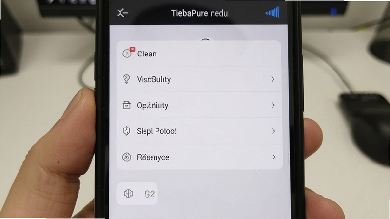 TiebaPure settings menu screenshot, options list, clean UI, smartphone display