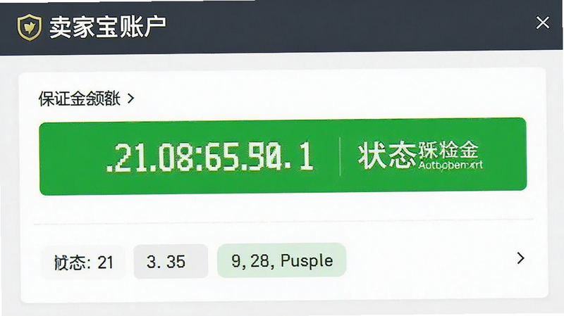卖家宝账户页面截图,显示保证金余额数字和状态标签,界面清晰,数据突出