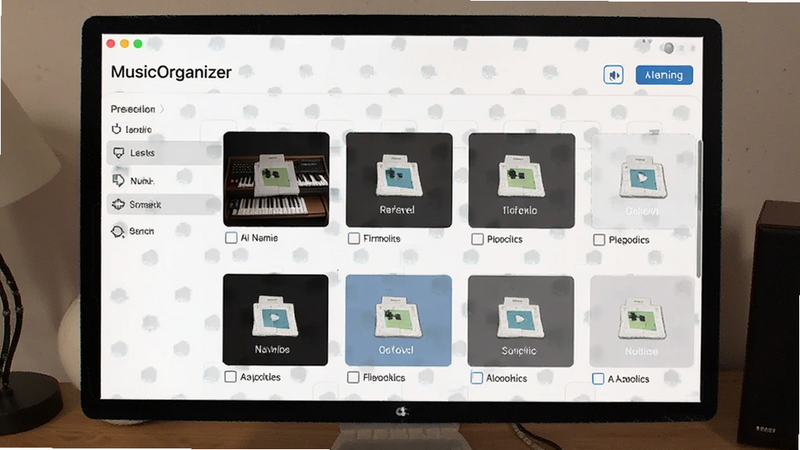 MusicOrganizer user interface showing preset templates for file naming
