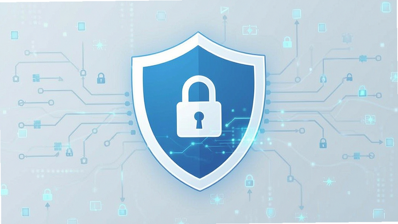 Security shield icon protecting DiPlay app installation, digital security concept, minimalistic design